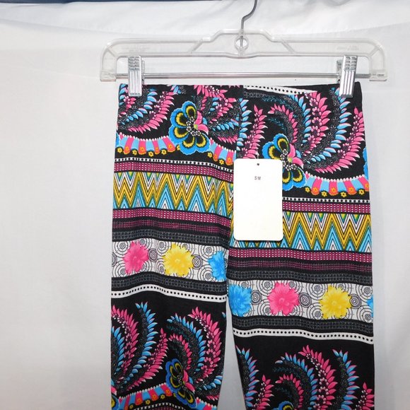 Shosho Womens S/M Winter Fleece Lined Leggings Vibrant Bright Multicolour  - NEW - Picture 11 of 11